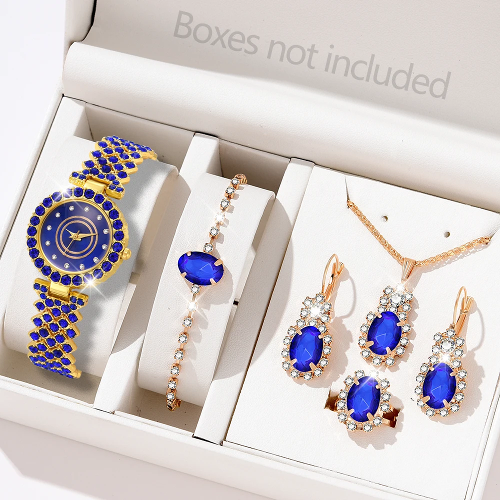 Женские кварцевые наручные часы с синим циферблатом 6 шт