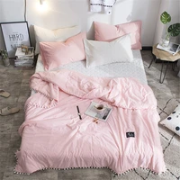 pink casual summer quilt for kids small balls decor solid microfiber soft thin washable home quilts summer blanket duvet only