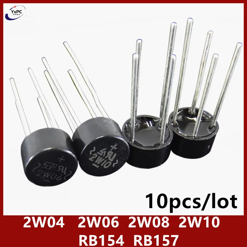 

10pcs Rectifier Bridge 2W04 2W06 2W08 2W10 RB154 RB157