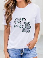 women graphic cartoon short sleeve spring summer print puppy dog tails tshirt female t shirts tops tees print female t shirt