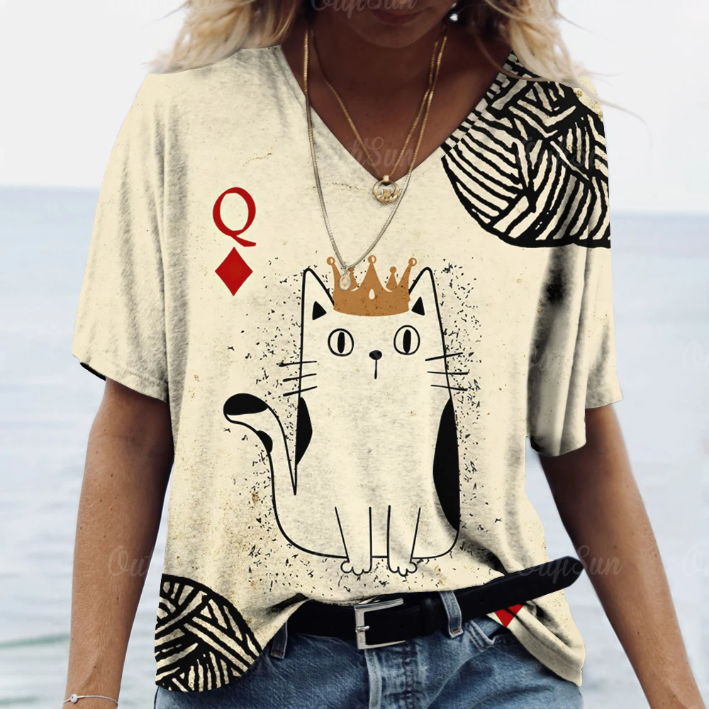 

Летние женские футболки, женские топы, топы с принтом, с коротким рукавом, милая графическая блузка, пуловер с V-образным вырезом, повседневная одежда, винтажные футболки