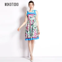 2022summer new women maxi party dresses ladies clothing causal vintage sexy elegant floral kneelength square collar sweet dress
