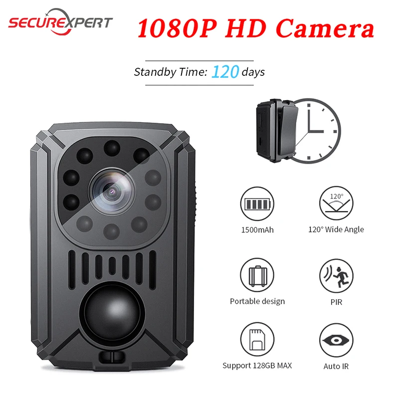 Mini câmera hd 1080p voltar clipe de visão noturna pir gravador de vídeo segurança cam corpo movimento ativado pequena babá filmadora
