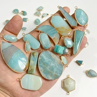 natural blue amazonite gem stone pendants handmade craft diy beads charm necklace earring jewelry accessories healing gift make