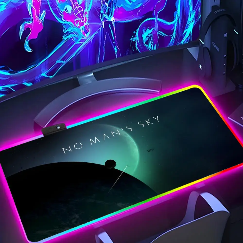 Большой коврик для мыши n-No Man s-Skys RGB XXL светодиодный Япония коврики клавиатуры