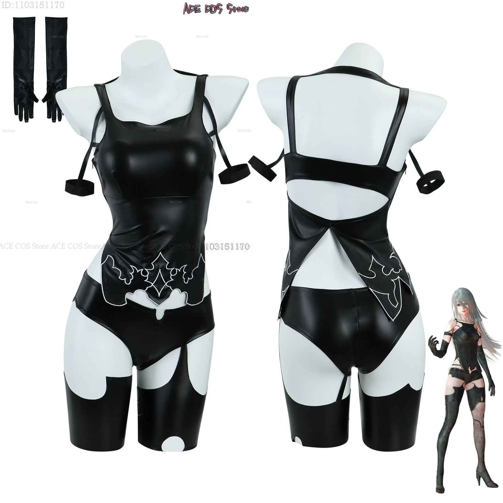 Nier Automata Yorha 2B Косплей Костюм Парик Женский Сексуальный Черный Длинные Волосы