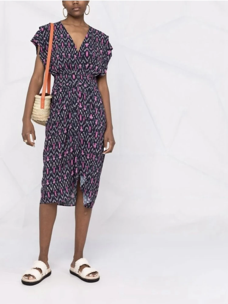 

Женское платье миди без рукавов с принтом молнии