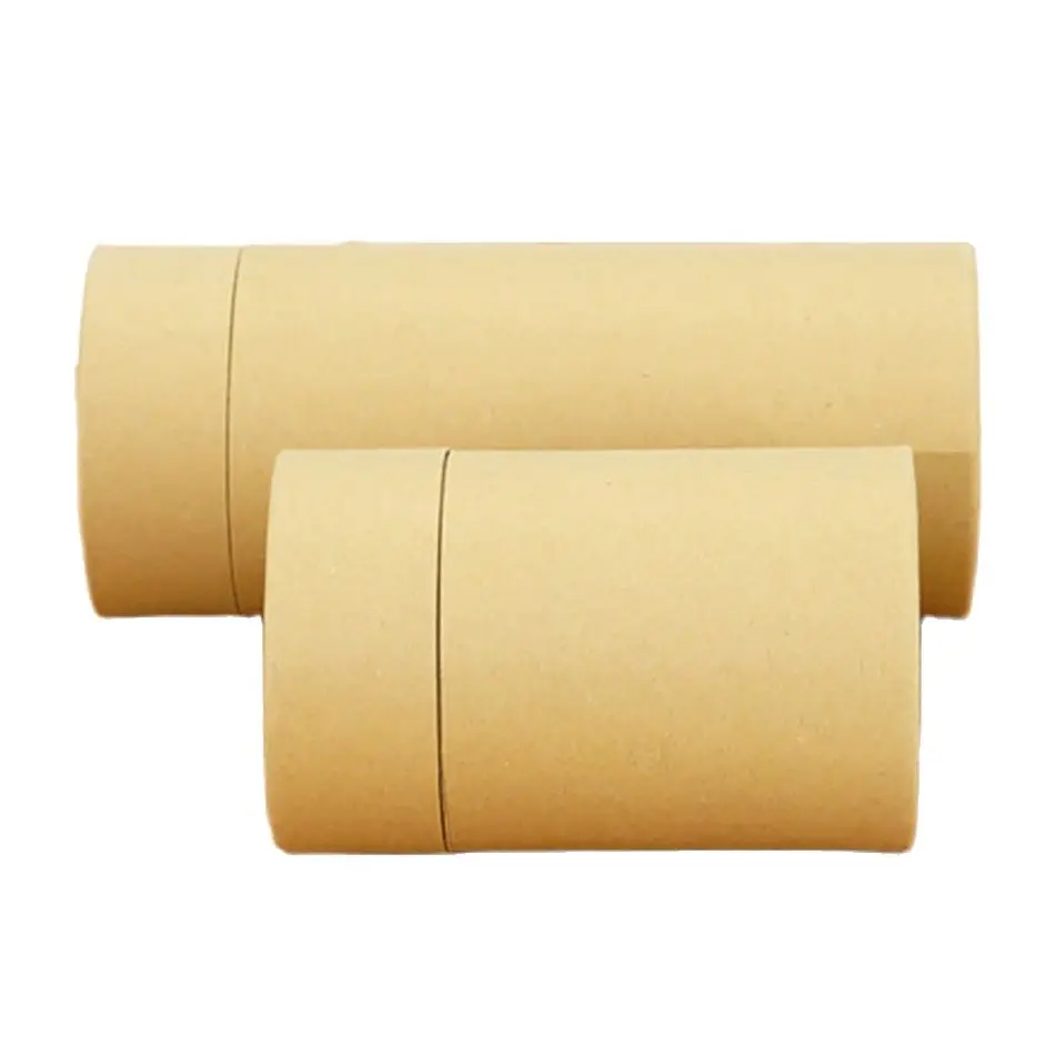 Коричневые круглые картонные коробки из крафт-бумаги с напечатанным логотипом