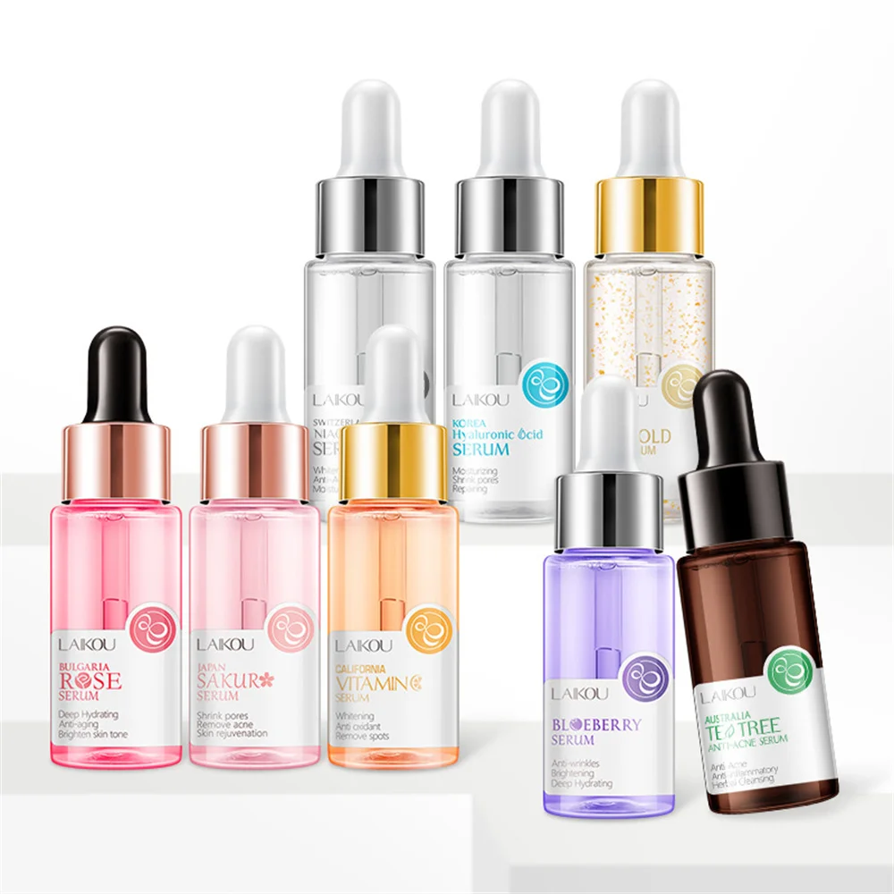 

17ml Rose Sakura Essence Face Serum Anti-Aging Hyaluronic Acid Pure 24K Gold Whitening Vitamin C Anti Wrinkle Face Skin Care