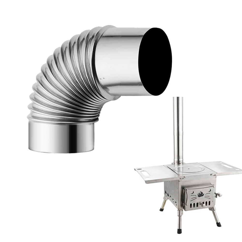 

Fireplace Home Renovation Elbow Pipe Exhaust Pipe 1 Pcs 50mm 90 Degree Bend Elbow Stainless Steel Stove Pipe Flue