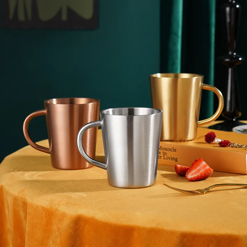 

320ML 304 Stainless Steel Coffee Mug Double-walled Anti-Scald Cup Beer/Water/Tea Anti Fall Metal Travel Tumbler Free shipping