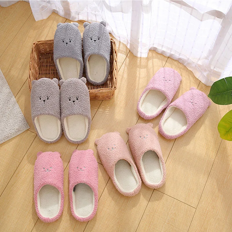 

Women's Winter Floor Slippers Home Leopard Print Flip Flops Cute Bow Warmth Thick Plush PVC Non-Slip Leisure Soft Bedroom Shoes
