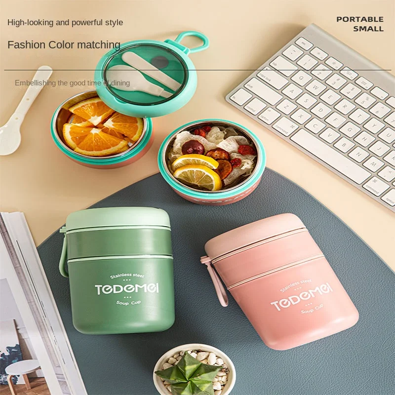 Ланч-бокс из нержавеющей стали объемом 710 мл чашка для питья с ложкой