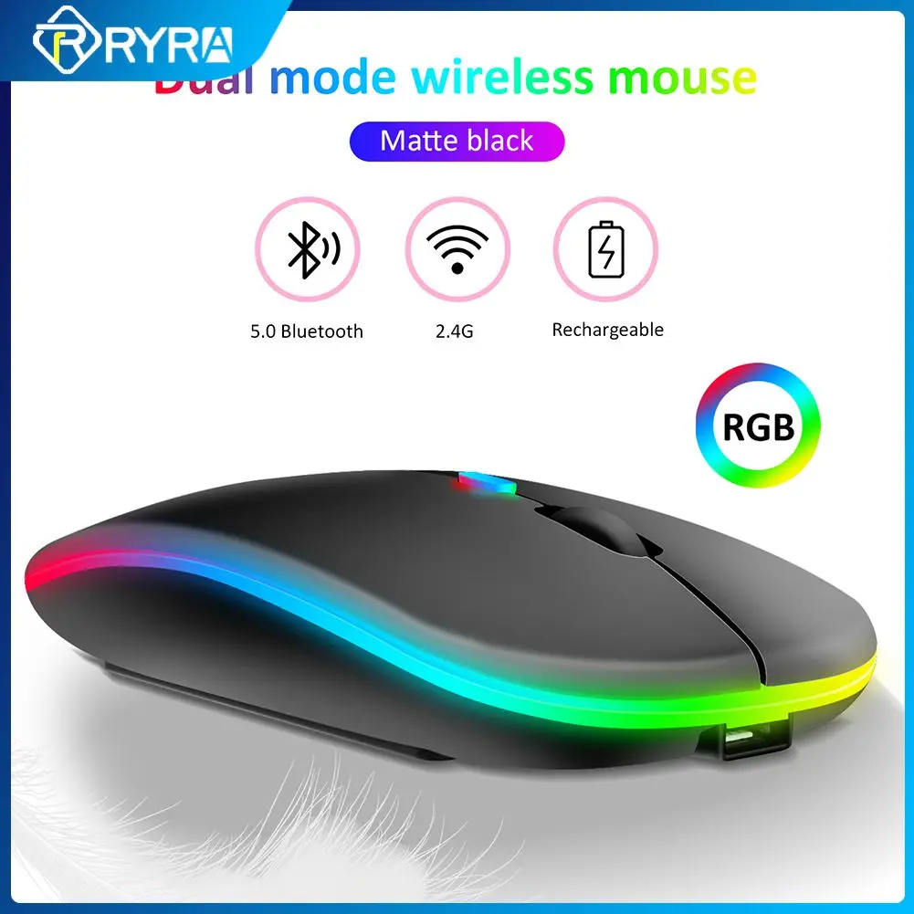 

RYRA 2.4G Wireless Mouse Silent Computer Bluetooth Rechargeable Mouse Notebook Office Dual Battery mouses for pc computer