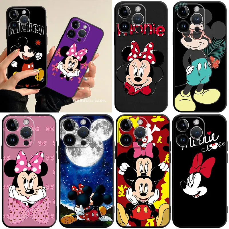 

Cartoon Mickey Minnie Mouse Phone Case for iPhone 11 14 13 12 Pro Max 7 8 6 6S Plus XR XS X 13mini 12mini Silicone Cover