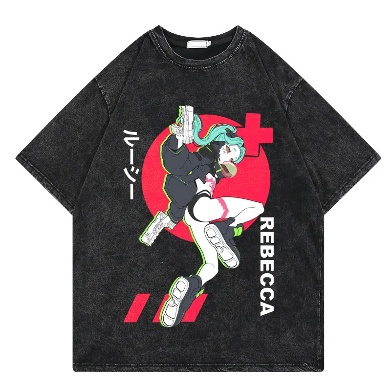 

Футболка мужская с принтом киберпанк Edgerunners, винтажная Повседневная тенниска с рисунком аниме, майка с принтом в стиле хип-хоп, лето