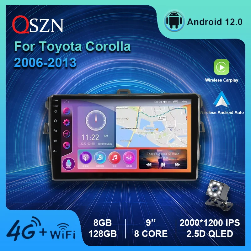 

QSZN 2K QLED Android 12 Car Radio For Toyota Corolla E140/150 2006- 2013 Multimedia Video Player GPS Carplay Auto Navigation DSP