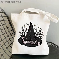 women shopper bag magic feminist witch hat tarot card witchy bag harajuku canvas shopper bag girl handbag shoulder lady bag