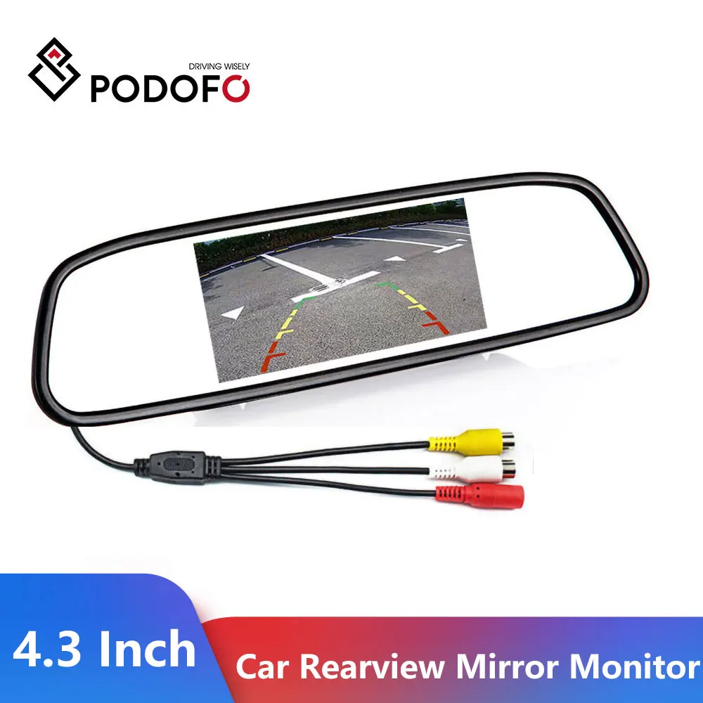 

Зеркало заднего вида Podofo, 4,3 дюйма, 2 ЖК-дисплея