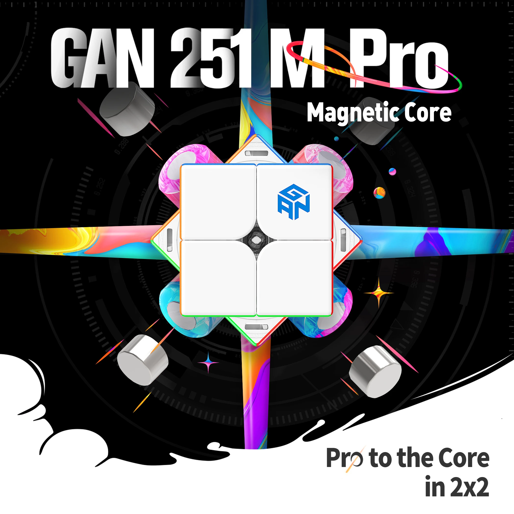 Магнитный скоростной кубик [Pi cube] GAN251 M Pro Air Leap 2x2 профессиональный GAN 251 м 2x2x2