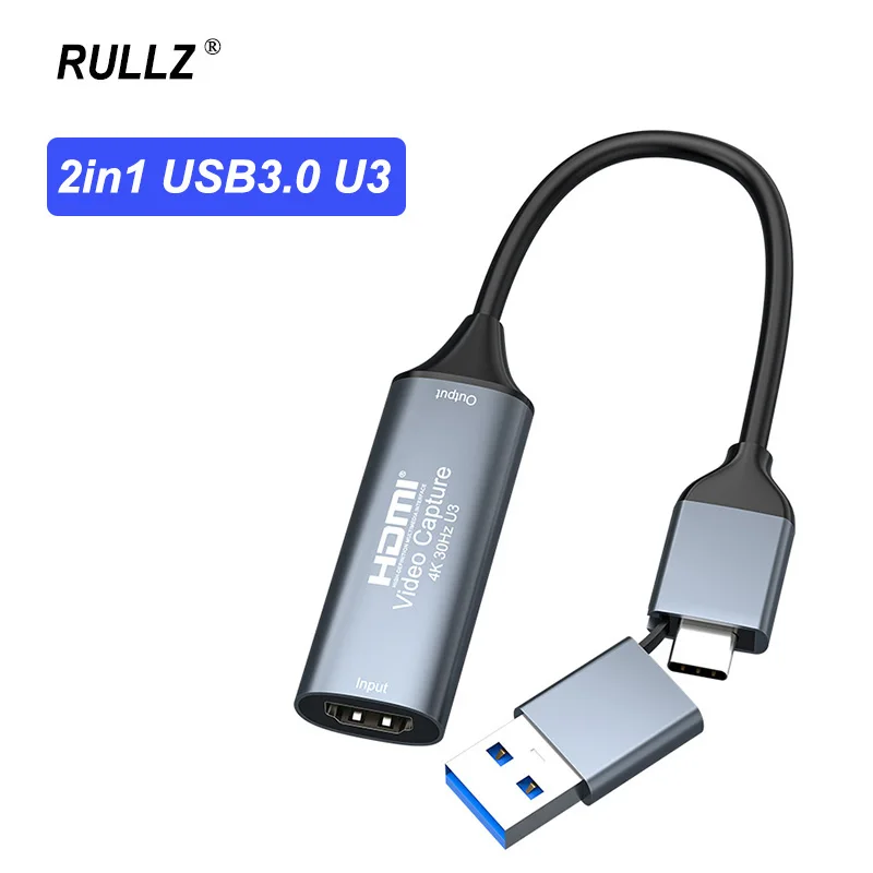 

4K HDMI To Type C USB 3.0 Карта видеозахвата 1080p60 Аудио-видеозахват Ms2130 Запись потоковой передачи игр для PS4 PS5 Камера ПК