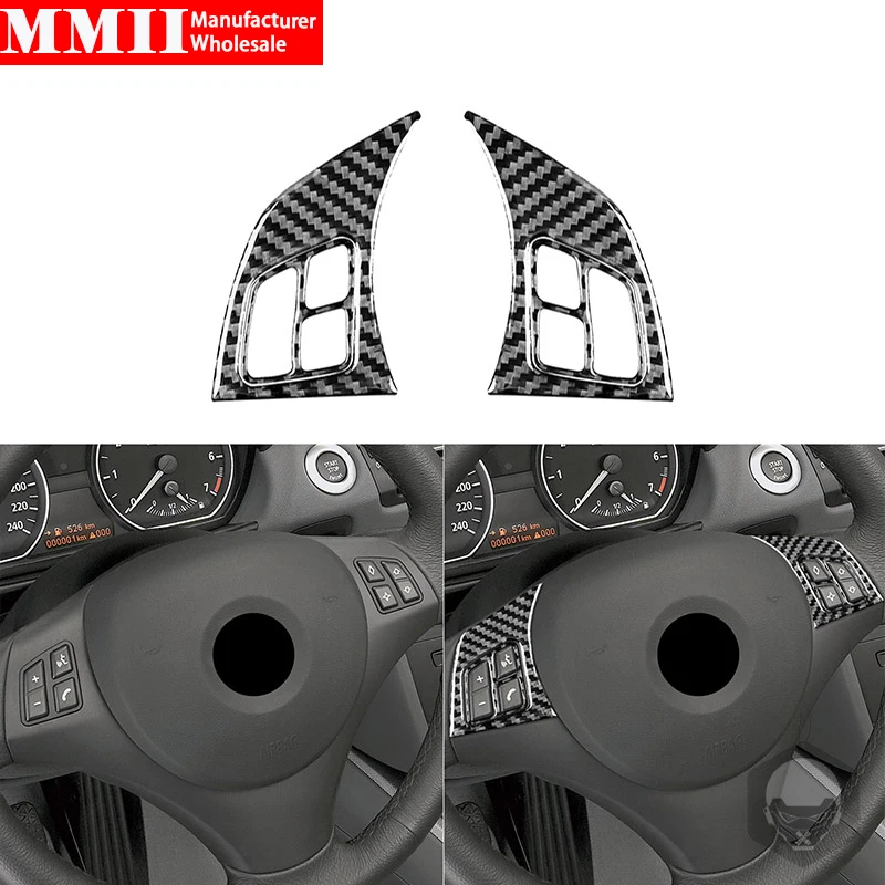 

Carbon Fiber Stickers For BMW 1 Series E81 E82 E87 E88 2008-2013 Steering Wheel Buttons Frame Trim Car Styling Accessories Black