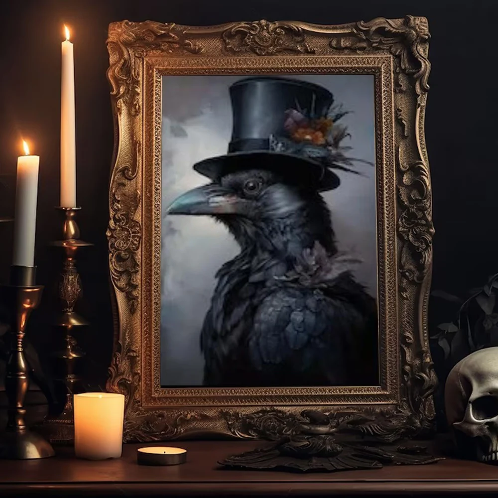 Художественный постер с изображением темных академических животных принты для