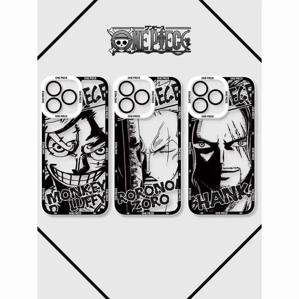 

Anime One Piece Luffy Zoro Shanks Transparent Phone Case for iPhone 14 13 12 11 Pro Max XR XS Max Protective Phone Back Cover