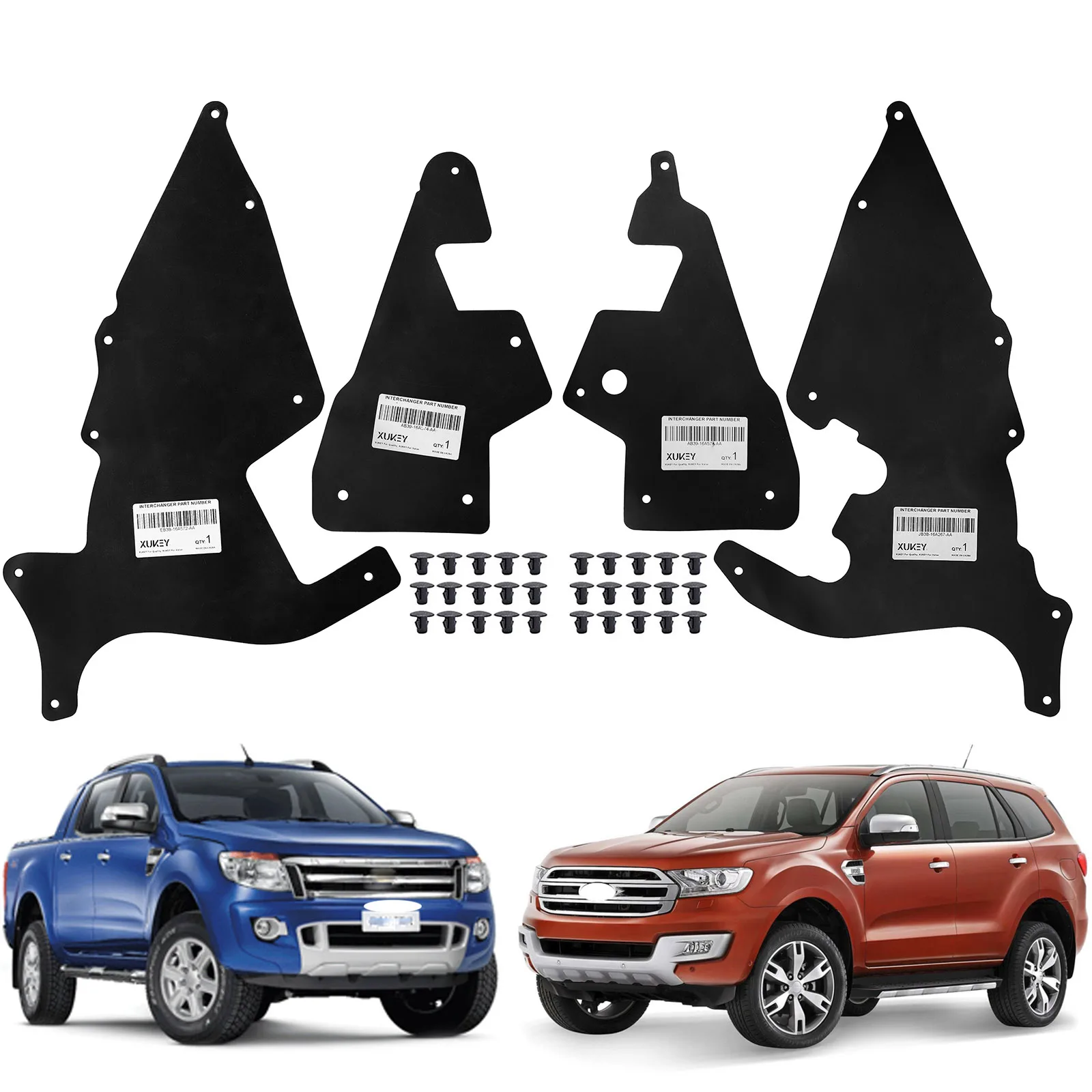4 шт. резиновые брызговики для Ford Ranger P375 PX T6 2011-2023 Everest U375 UA 15-22 накладка на крыло