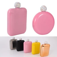 womens hip flask full diamond female hip flask stainless steel pink whisky wine bottle pocket portable drinkware for outdoor
