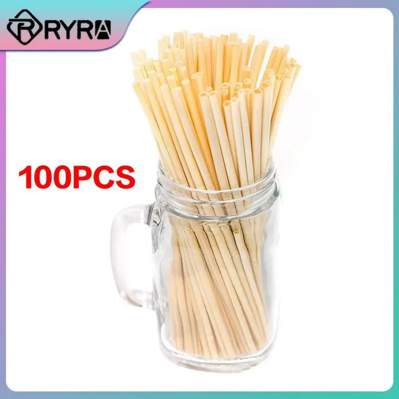 

20cm Portable Drinking Straws Disposable Wheat Straw Natural Drinkware Kitchen Accessories Tools 100pcs/pack Eco-friendly
