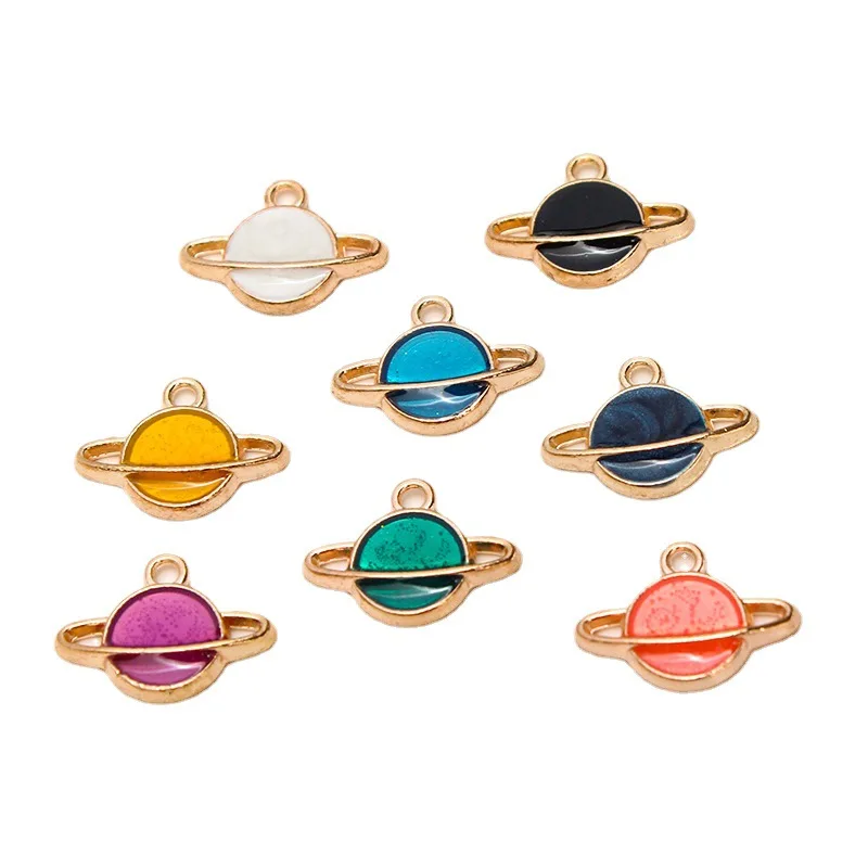 

20pcs 16*12mm Enamel Colorful Planet Zinc Alloy Charm Pendant For DIY Fashion Jewelry Earrings Making Accessories