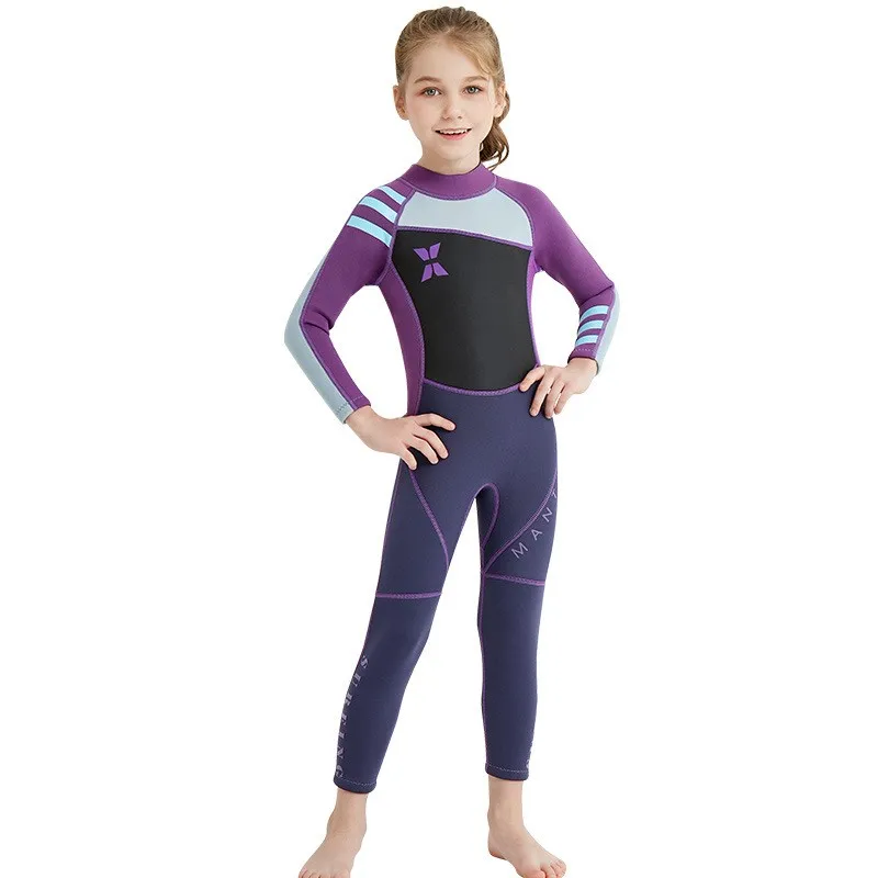 

2.5MM New Girls Neoprene Wetsuit Children Long Sleeve Warm Scuba Surfing One-piece Jellyfish Diving Suit Sunscreen Swimsuit