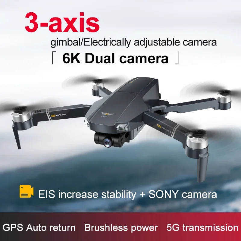 

Gimbal Professional 6K Dual Camera 5G WIFI GPS Optical Flow Position Brushless RC Drone X20 3-Axis Foldable Quadcopter Toy