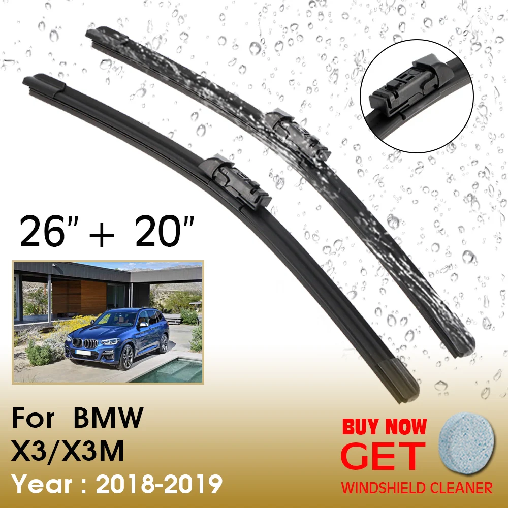 

Car Wiper Blade For BMW X3/X3M 26"+20" 2018-2019 Front Window Washer Windscreen Windshield Wipers Blades Accessories