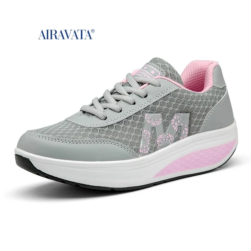 Women's Sneakers Casual Thick Bottom Walking Shoes Increasing Height Fitness Shake Shoes Platforms Breathable Lace-up