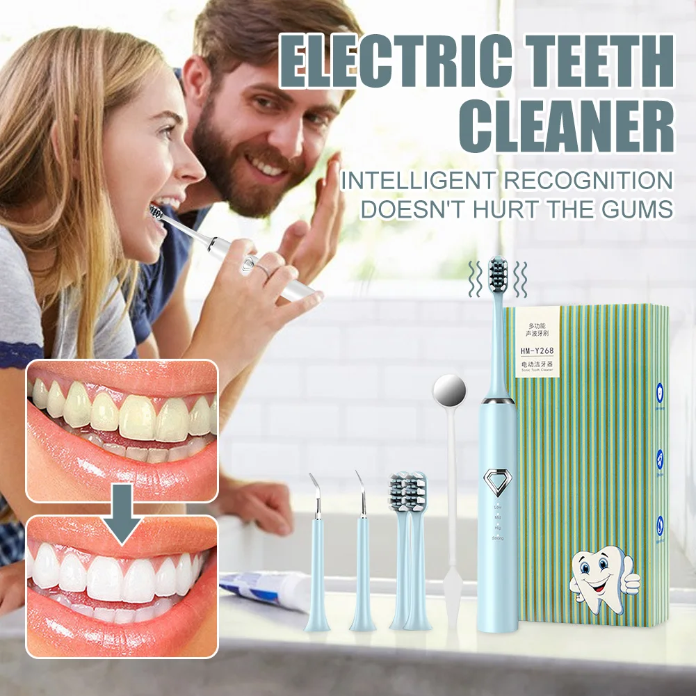 

Электрический прибор для чистки зубов, прибор для удаления пятен на ротовой полости, 4 режима, набор для чистки зубов, уход за полостью рта