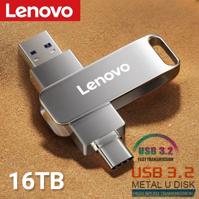 Lenovo 16TB USB 3,2 unidades Flash 2TB 1TB 4TB transferencia de alta velocidad Metal Pendrive tarjeta de memoria Pen Drive disco Flash para Phpne PC