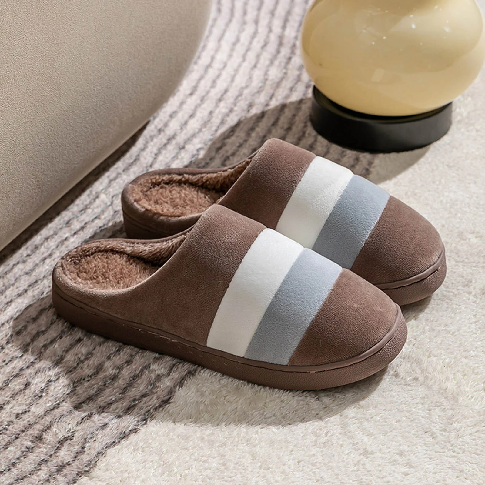 Зимние мягкие плюшевые тапочки для пар женские домашние теплые хлопковые