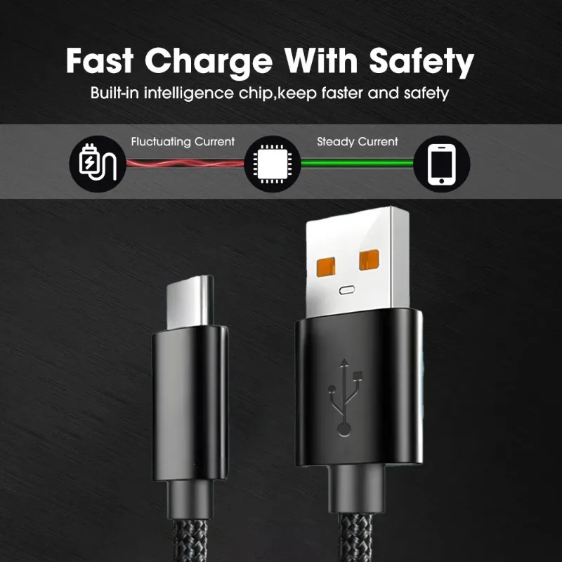 ładować 120W Kabel USB typu C Super Fast Charging Micro Line Quick Charge Kable Przewód do transferu danych dla Androida Samsung Xiaomi
