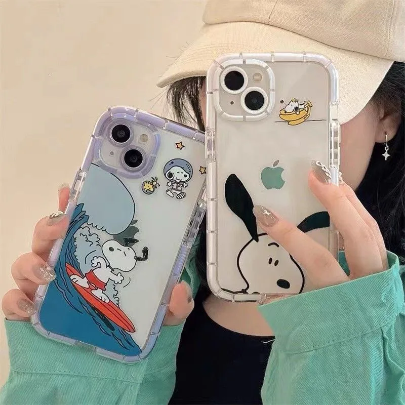 

Snoopiess Glow in the Dark Purple Edge Phone Cases For iPhone 13 12 11 Pro Max XR XS MAX X Back Cover