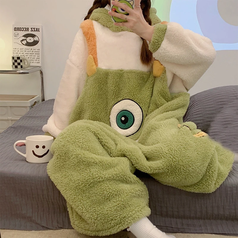 Sweet Hooded Onesies Women Winter Warm Loose Pajamas Set Girls Kawaii Animal Kigurumi Nightwear Pyjamas Jumpsuit Cute Homewear