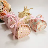 50Pcs Candy Box Chocolate Polka Dot Lantern Favor Gift Box Packaging Bag With Ribbon Baby Shower Wedding Birthday Party Supplies