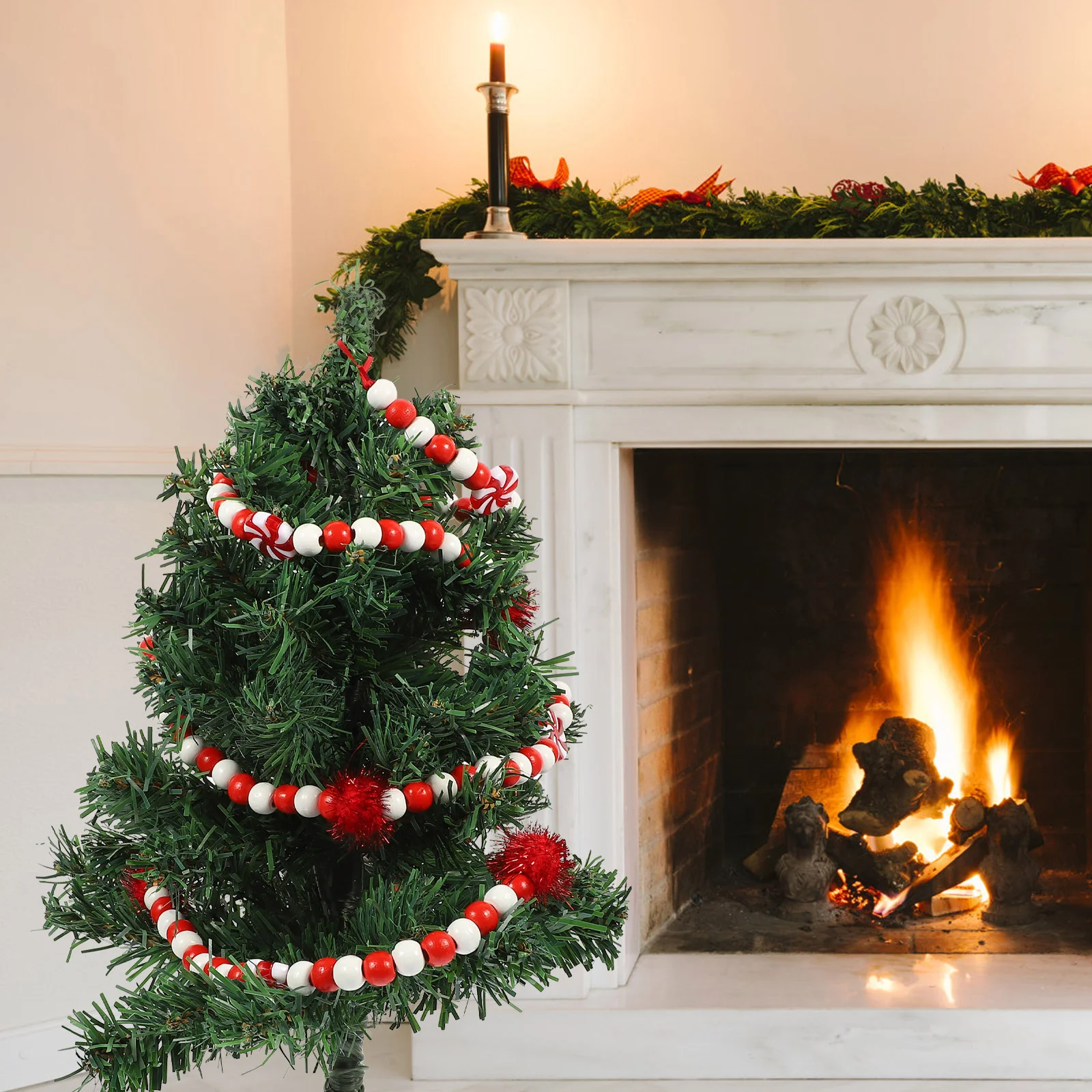 

Garland Christmas Candyhanging Tree Ornament Party Bead Peppermint Beads String Decor Beaded Pendant Decoration Wood