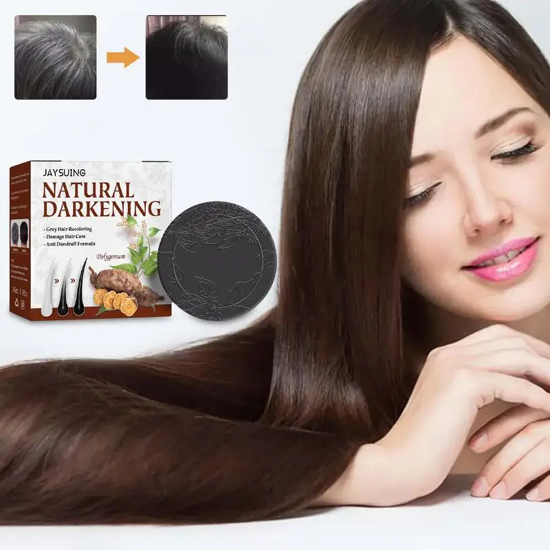 

Sdotter Natural Herbal Hair Darkening Shampoo Polygonum Essence Hair Soap Solid Shampoo Bar Promote Healthy Hair Shampoo Bar