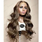 Крутые коричневые волнистые человеческие волосы 100%, 13x6, с глубокой частью, на шнуровке спереди, Длинные Дешевые T-образные парики для черных женщин, Remy