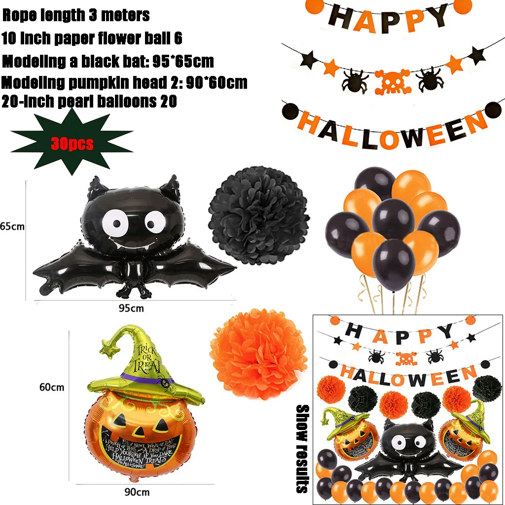 

Хэллоуин, 30 шт., набор детской головы, Детские шары, летучие мыши, праздничный домашний декор, знак зоопарка
