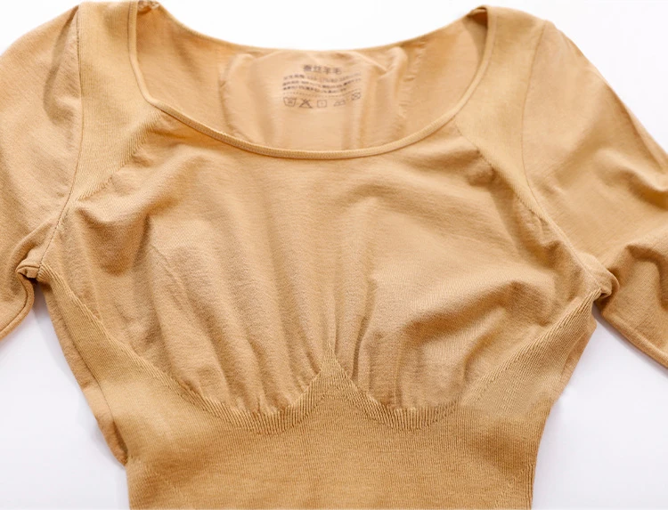 2022 Autumn Winter Womens High Elasticity Thermal Underwear Set Basic Pullover Intimate Long Sleeves Classic O Neck Body Shaper