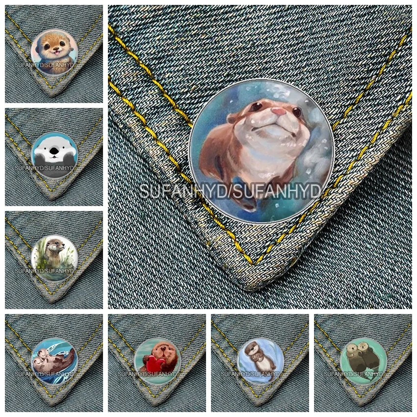 Брошь-значок из нержавеющей стали в виде выдры