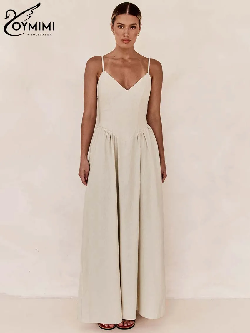 Oymimi повседневные хлопковые платья цвета хаки 2024 женская мода на тонких